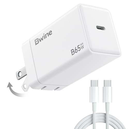 Image of Bwine 65W GaN USB C Charger Fast, Compact & Powerful Charging Block for or MacBook, iPad, iPhone, Samsung, Drone(1x Adapter 1x Cable)