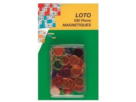 Cavernedesjouets 100 Pions De Loto Magnétiques Verts – 17 Mm, Transparents, Compatibles Cartons De Loto, Accessoire Facile à Utiliser Avec Bâton Magnétique