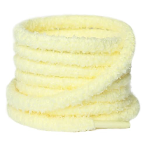 Olukssck 2 Pairs Fuzzy Shoe Laces for Sneakers, Soft Plush Shoelaces for Men, Women & Kids, Yellow, 55 inch(140cm)