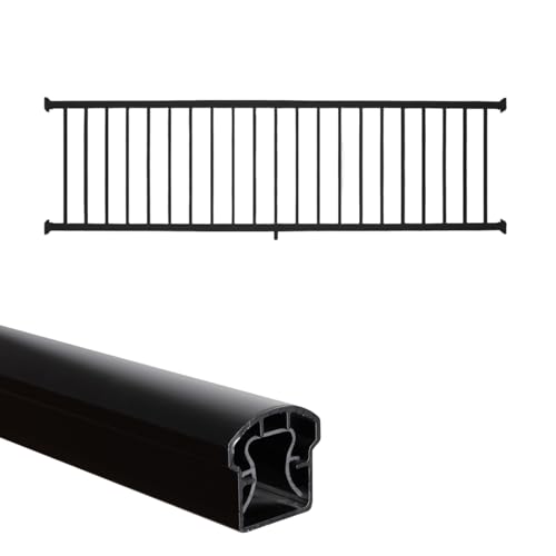 Weatherables 36 in. H x 8 ft. W Stanford Deck Railing Kit – Aluminum Porch & Balcony Railing Kit with Black Powder-Coated Finish, Adjustable Outdoor Hand Rail System