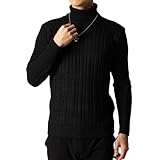 [ベンケ] 【チクチクしないニット】 セーター メンズ タートルネック タートルニット カジュアル 長袖 ニット ロング 秋 冬 メンズセーター (ブラック XL)
