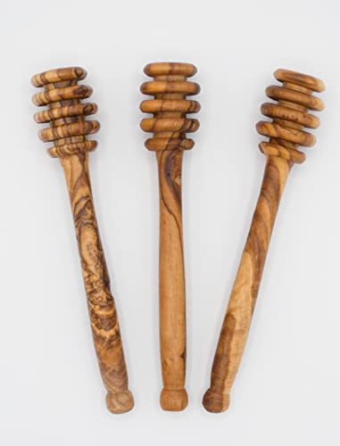 Carthage Trade Gallery - Juego de 3 Cucharas de Miel de Madera de Olivo - Espiral para Miel - Inodoro & apto para Alimentos - Hecho a Mano Cover