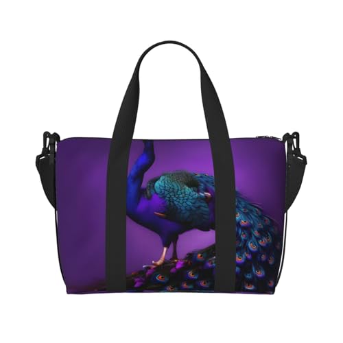 Sac de voyage motif paon violet idéal pour vos week-ends