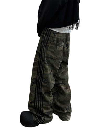 Alyweatry Men’s Vintage Baggy Jeans Oversized Low Rise Y2k Striped Skateboard Denim Track Jeans Streetwear