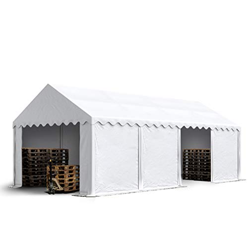 TOOLPORT Storage tent 4x8 m PVC 750 N waterproof white shelter with ground frame