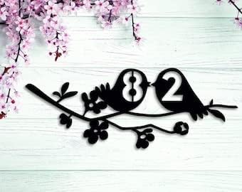 Personalized Custom Metal Address Sign, Birds home numbers, Birds address sign, Outdoor Wall Decor, Address Plaque, Metal wall decor, Housewarming Gift