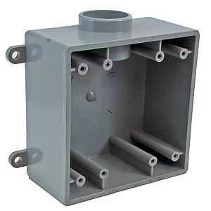 Weatherproof Box, 2Gang, 1 in Hub, PVC