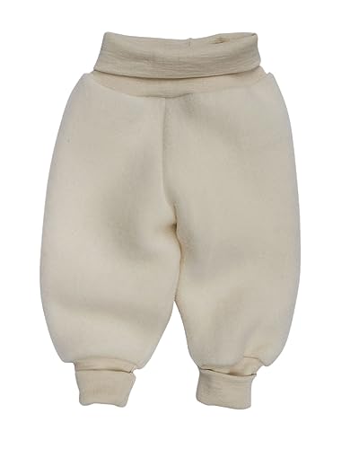 Baby Hose Fleece, 100% Schurwolle, Engel Natur mit Nabelbund, 50/56, Natur