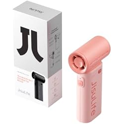 JISULIFE Portable Handheld Fan Life9, Turbo Power High Speed Air [12H Max Cooling Time], 5 Gear Wind, 3600mAh Rechargeable, Mini Pocket Design, Personal Fan for Travel Concerts Camping Makeup - Pink