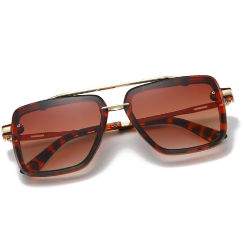 Image of Xpectrum Retro Square Aviator Sunglasses for Men Women Vintage 70s Disco Gangster Style Rectangle Glasses