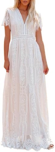 Vestido feminino casual Boho floral renda gola V bordado vestido maxi coquetel dama de honra casamento festa noite