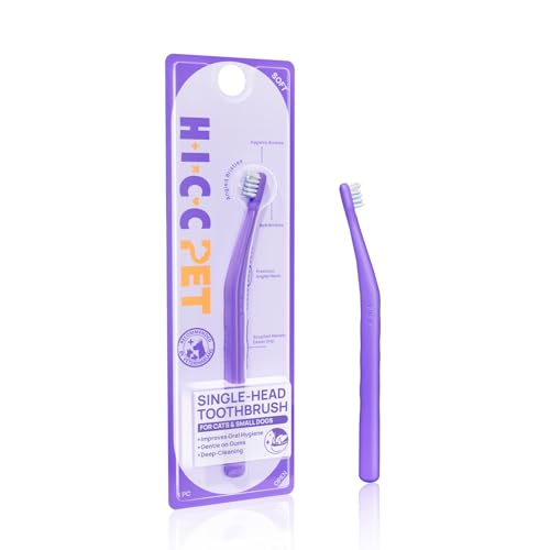 HICC PET Toothbrush for Cats & Small Dogs, Vet-Recommended, Triple Bristle, Ergonomic Design Pet...