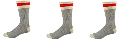 Sierra Socks Men's Striped Wool Work Boot Socks - Mid-weight, Moisture-Wicking & Breathable for Outdoor Activities - 3 Pairs4