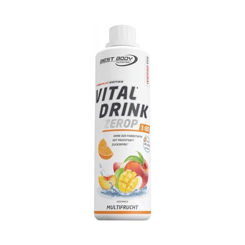Best Body Nutrition Vital Drink ZEROP ® – Multifrucht Sirup zuckerfrei – 500 ml – 1:80 ergibt 40 Liter Fertiggetränk – Getränkekonzentrat mit Fruchtsaft – Geschmack für Wasser mit Vitaminen Best Body Nutrition Vital Drink ZEROP ® – Multifrucht Sirup zuckerfrei – 500 ml – 1:80 ergibt 40 Liter Fertiggetränk – Getränkekonzentrat mit Fruchtsaft – Geschmack für Wasser mit Vitaminen