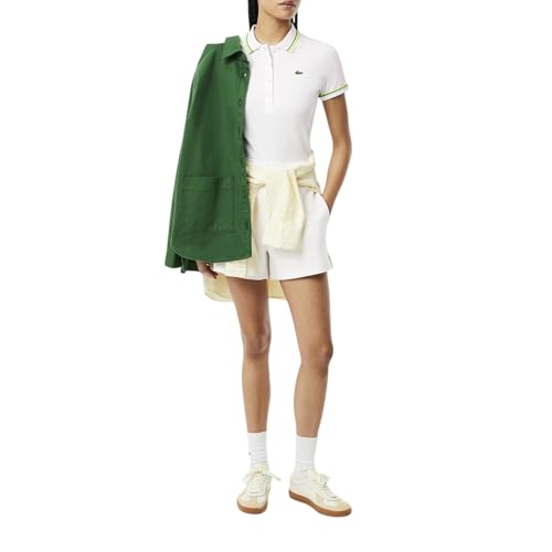 Lacoste Women's Seasonal Short Slim Fit Contrast Collar & Sleeves Polo4