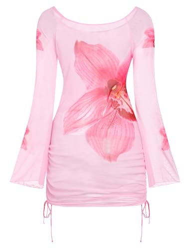 Image of ZAFUL Womens Swimsuit Cover Up Dress Off Shoulder Hollow Coverup Bathing Suit Mesh Swim Beach Dress