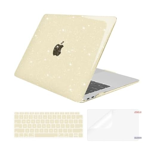 MOSISO Compatible with MacBook Air 13 inch Case 2022 2021 2020 2019 2018 A2337 M1 A2179 A1932, Glitter Sparkly Plastic Hard Case&Keyboard Cover&Screen Protector for MacBook Air 13.3 inch, Gold