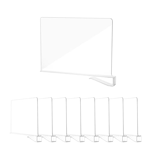 8 Pieces Séparateur d'Étagère en Acrylique - Rangement Sac à Main, 30×20cm, Séparateur Multifonctionnel, Adapté pour Armoire, Meuble et Bibliothèque...