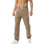 HOEREV Men Casual Strandhosen Leinen Hose