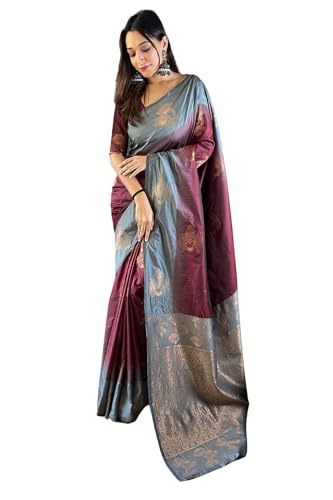 Image of SGF11- Women's Kanjivaram Woven Soft Silk Saree With Blouse Piece