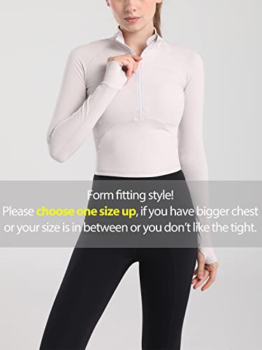 Image of Vsaiddt Women's Athletic Half Zip Pullover Sweatshirt Workout Top Crop Quarter Zip Pullover Yoga Running Jackets