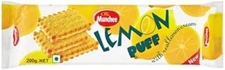 Munchee Puff Biscuits | Authentic Sri Lankan Flavour | 200g | (Lemon Puff, Pack of 6)