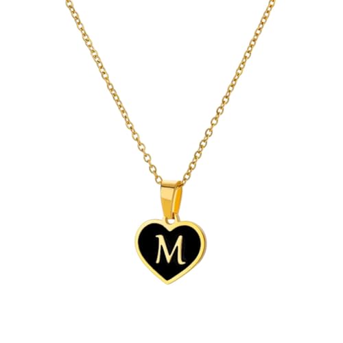 Collier initiale en acier inoxydable pendentif cœur chic