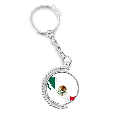Llavero rotatorio de México con mapa y escudo de águila y serpiente