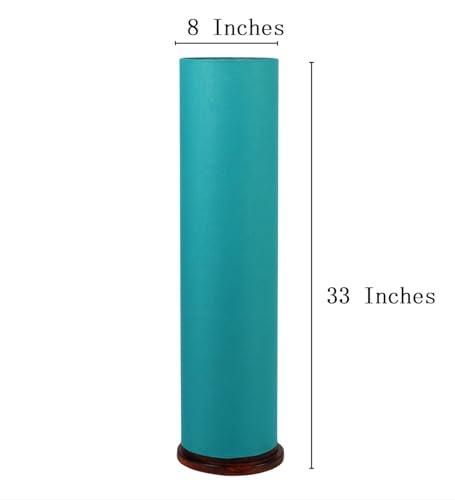 Image of Cylinder Shape Wooden Base, Corner Decorative Floor lamp, Bedroom, Living Room, Home Decor, Pack of 1 (Teal)