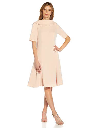 Adrianna Papell Women's Knit Crepe Roll Collar Dress4