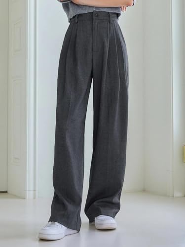 Image of KOTTY Women's Regular Fit High Rise Cotton Blend Solid Trousers