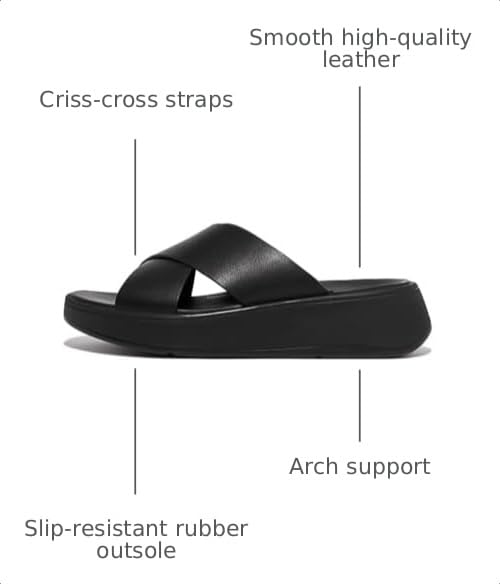 Image of FitFlop Women's F-Mode Leather Flatform Cross Slide Sandal