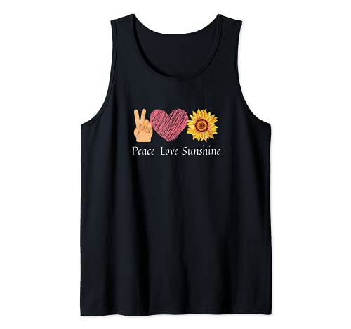 Regalos divertidos hippie Peace Love Sunshine Sunflower Camiseta sin Mangas