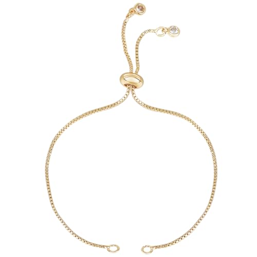 Beebeecraft 1 Box 10 Stück Kettenarmbänder Zur Herstellung von 18K Vergoldeten Zirkonia Schiebearmbandketten Verstellbare Verlängerungskette Für Die DIY Schmuckherstellung
