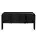 LZ LEISURE ZONE Sideboard, Striped Storage Cabinet with 4 Doors, Sideboard Buffet Cabinet with Adjustable Shelves for Study, Entrance and Living Room, Black