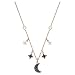 Swarovski Symbolic Halskette, Mond und Stern, Schwarz, Roségold-Legierungsschicht