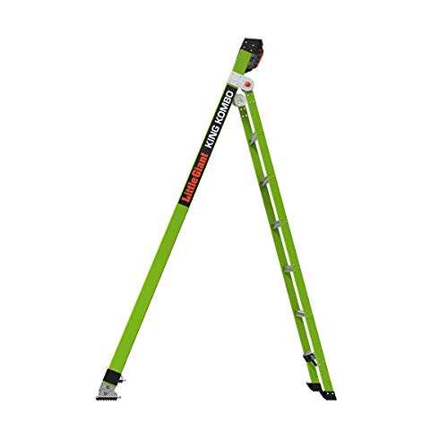 Little Giant Ladders, King Kombo, Technical, 8 Ft. A Frame, 14 Ft. Extension, Ground Cue, V-bar, Sure Set Feet, Fiberglass, Type 1AA, 375 lbs weight rating, (13814-074)