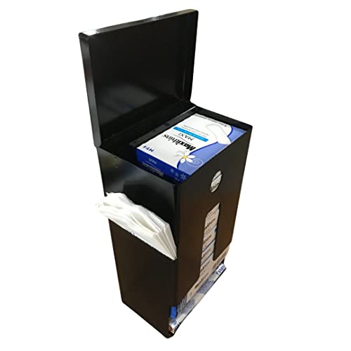 Image of Sanitary Napkin and Tampon Dispenser, pre-Filled - Compact Version, SD7000BK-PF Free Vending Black Metal