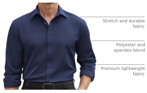 Image of COOFANDY Mens Stretch Dress Shirts Long Sleeve Button Down Shirt Regular Fit Formal Business Shirts