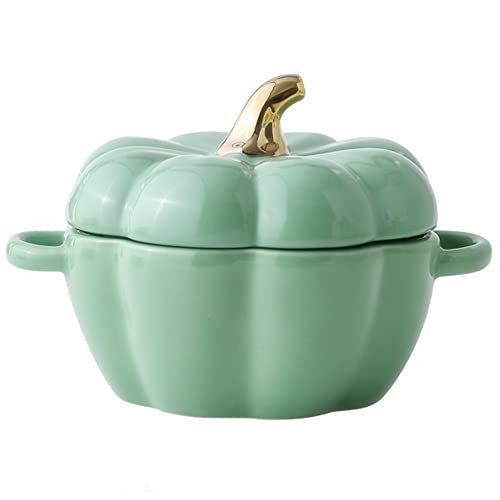 OnePine 450ml Cuenco de Porcelana, Linda Forma Creativa de Calabaza Cuencos de Cereales, Tazones Desayuno con Tapa para Cereal, Ensalada, Sopa, Arroz, Postre