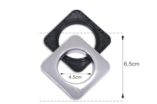 Kit 50 Pares Ilhós de Cortina Quadradado ou Redondo para Varão de 28mm Grosso Cromado (Quadrado Crom