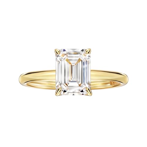 Michooyel 2CT 925 Sterling Silver Engagement Rings Emerald Cut Solitaire Cubic Zirconia CZ Wedding Promise Rings for Her Wedding Bands for Women