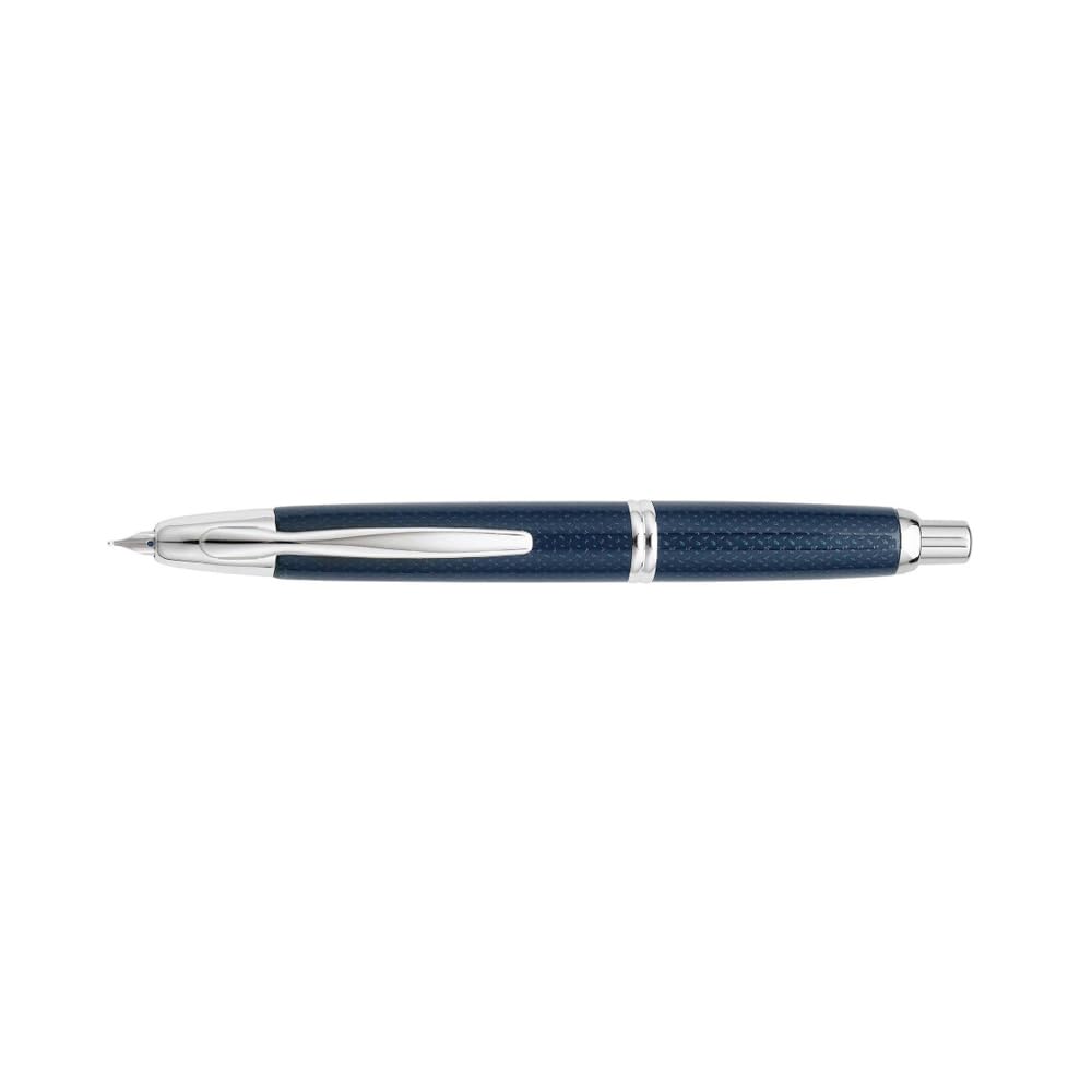 PILOT 1045003M Capless Rhodium Trim - Pluma estilográfica con mecanismo de presión (trazo M), color azul
