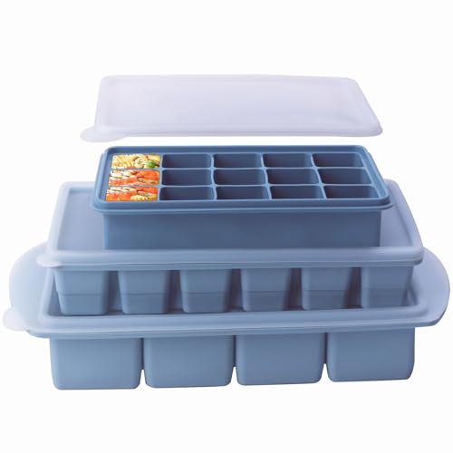 3-Pack de bandejas de silicona para congelador con tapa miniatura 1