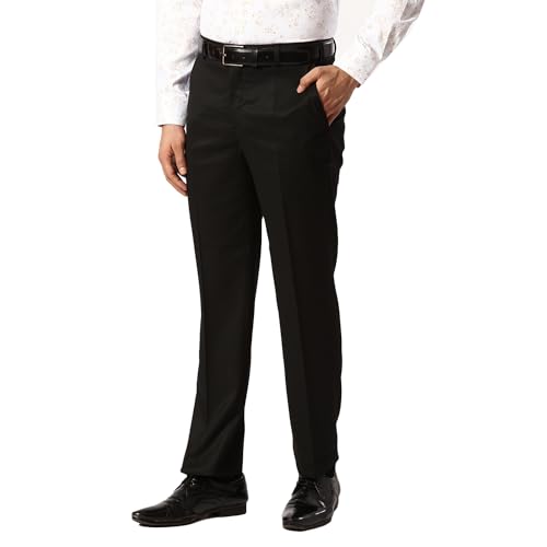Image of Park Avenue Men's Poly Viscose Blend Structure Pattern Smart Fit Flat Front Formal Trouser