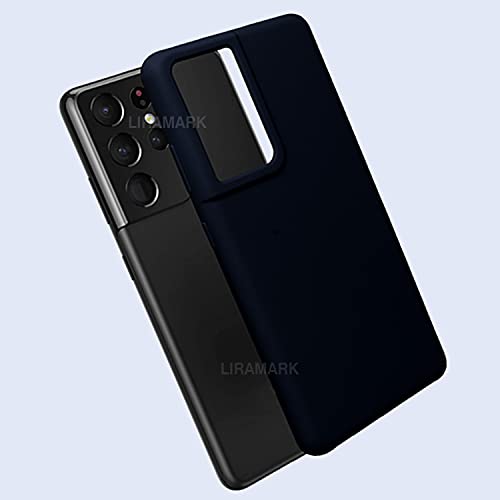 Image of LIRAMARK Liquid Silicone Soft Back Cover Case for Samsung Galaxy S21 Ultra (Midnight Blue)