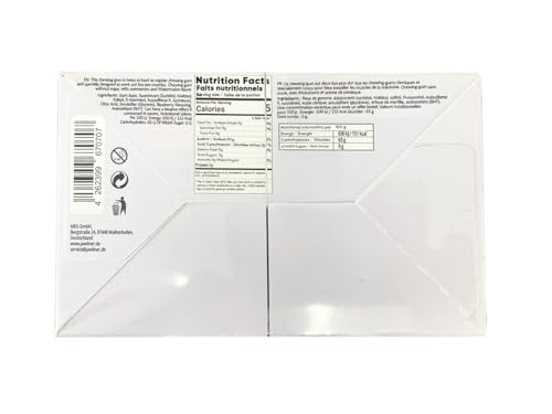 JAWLINER Chewing Gum Jawline Trainer - Jaw Trainer - Jawline Mewing Gum - 2x Harder Than Normal Chewing Gum - Hard Chewing Gum Blueberry Flavour 130 g (48 Strips)