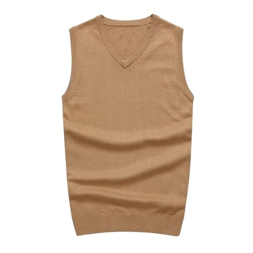 Dcvmvmn Men's Cotton Knit Sweater Vest Spring Autumn V-Neck Warm Top Waistcoat Fit Pullover