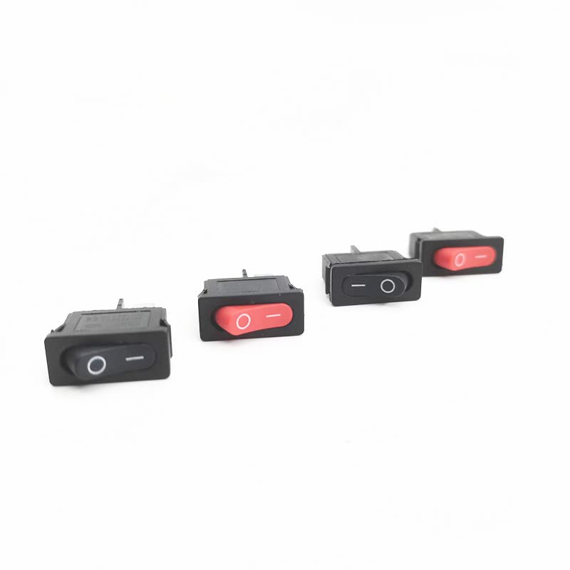 5Pcs KCD1-110 10x22mm Black Super Thin Rocker Switch NO/OFF 2 Pin Small Instrument Power Switch - (Color: Red)