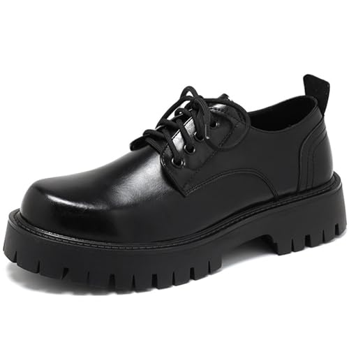 Image of Men's British Style Leather Thick Bottom Oxford Shoes Classic Business Comfortable Non-Slip Platform Formal Leather Shoes